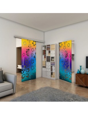 Pendeltür - Fineprint Model 199 Verlauf auf Grauglas