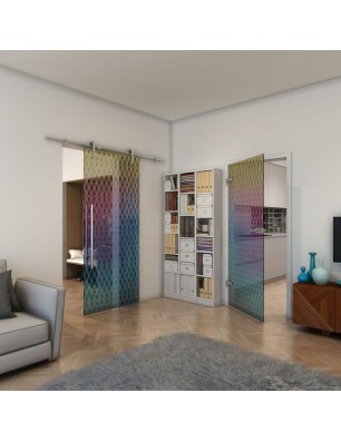 Ganzglastür - Fineprint Model 002 Verlauf auf Grauglas