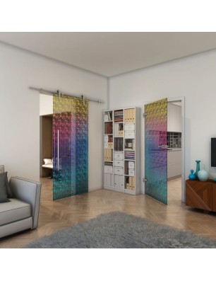 Ganzglastür - Fineprint Model 003 Verlauf auf Grauglas