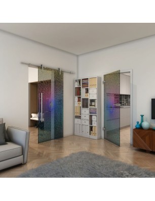 Ganzglastür - Fineprint Model 006 Verlauf auf Grauglas