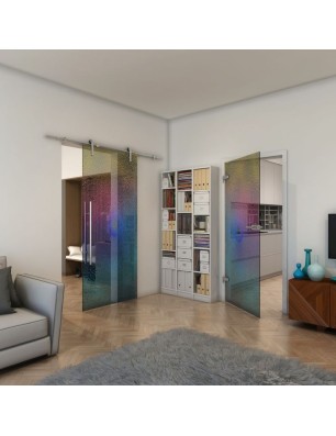 Ganzglastür - Fineprint Model 007 Verlauf auf Grauglas