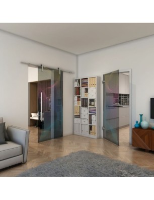 Ganzglastür - Fineprint Model 009 Verlauf auf Grauglas