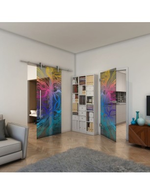 Ganzglastür - Fineprint Model 010 Verlauf auf Grauglas