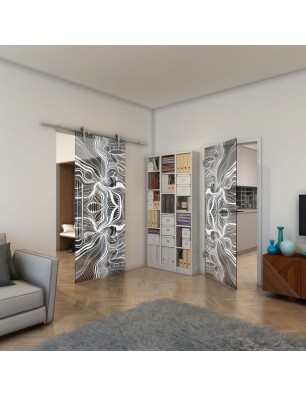 Ganzglastür - Fineprint Model 010 Weiss auf Grauglas