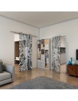 Ganzglastür - Fineprint Model 012 Weiss auf Grauglas