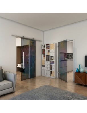 Ganzglastür - Fineprint Model 013 Verlauf auf Grauglas