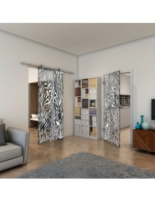 Ganzglastür - Fineprint Model 017 Weiss auf Grauglas