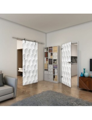 Ganzglastür - Fineprint Model 029 Weiss auf Grauglas