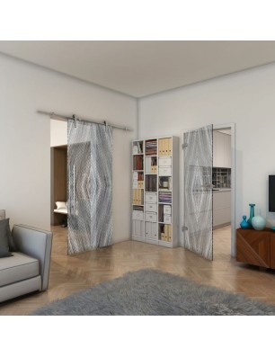 Ganzglastür - Fineprint Model 034 Weiss auf Grauglas