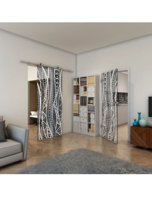 Ganzglastür - Fineprint Model 040 Weiss auf Grauglas