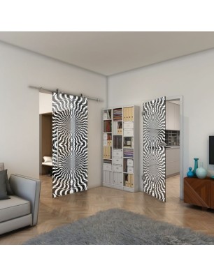 Ganzglastür - Fineprint Model 042 Weiss auf Grauglas