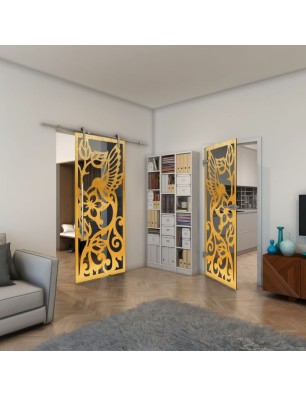 Ganzglastür - Fineprint Model 112 Gold auf Grauglas