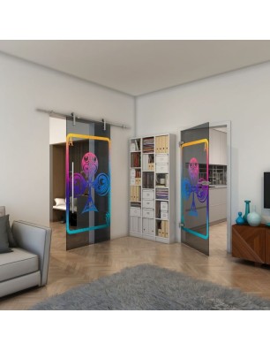 Ganzglastür - Fineprint Model 135 Verlauf auf Grauglas