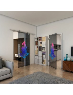 Ganzglastür - Fineprint Model 136 Verlauf auf Grauglas