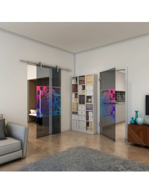 Ganzglastür - Fineprint Model 137 Verlauf auf Grauglas