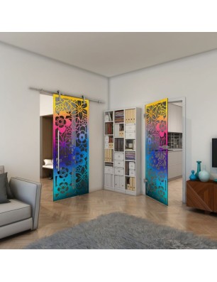 Ganzglastür - Fineprint Model 149 Verlauf auf Grauglas