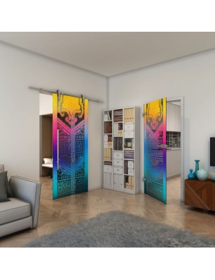 Ganzglastür - Fineprint Model 156 Verlauf auf Grauglas