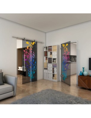 Ganzglastür - Fineprint Model 166 Verlauf auf Grauglas