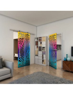 Ganzglastür - Fineprint Model 173 Verlauf auf Grauglas