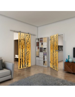 Ganzglastür - Fineprint Model 182 Gold auf Grauglas