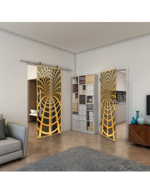 Ganzglastür - Fineprint Model 185 Gold auf Grauglas