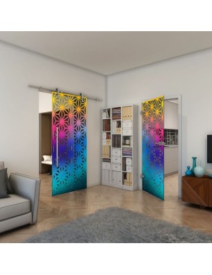 Ganzglastür - Fineprint Model 187 Verlauf auf Grauglas