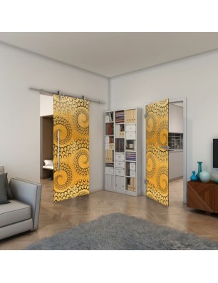 Ganzglastür - Fineprint Model 198 Gold auf Grauglas