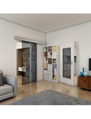 Lichtausschnitt - Fineprint Model 013 Weiss auf Grauglas