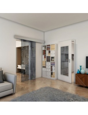 Lichtausschnitt - Fineprint Model 045 Weiss auf Grauglas