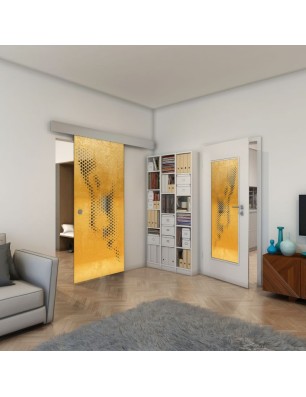 Lichtausschnitt - Fineprint Model 120 Gold auf Grauglas