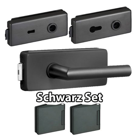 Glastürbeschlag DANIEL Schwarz-SET - Edelstahl