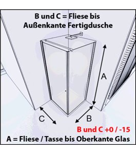 Eck-Duschkabine Cali 05 - Pendeltür - Chrom - Satino