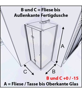 Eck-Duschkabine Crato 06 - Falttür - Schwarz - Satino