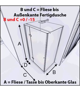 Eck-Duschkabine Crato 07 - aussenöffnend - Schwarz - Satino