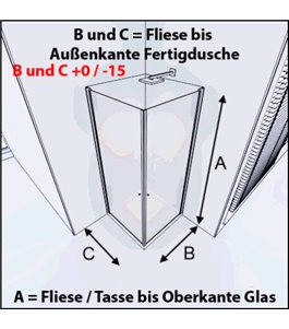 Eck-Duschkabine Crato 08 - Pendeltür - Schwarz - Grauglas