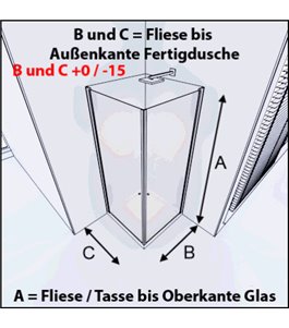 Eck-Duschkabine Crato 08 - Pendeltür - Schwarz - Klarglas