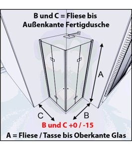 Eck-Duschkabine Crato 09 - Falttür - Schwarz - Satino