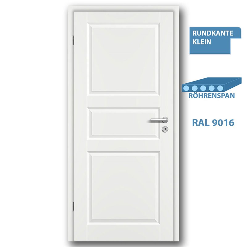 Türblatt STILE K3 Weisslack RAL 9016 - kleine Rundkante Türblatt STILE K3 Weisslack RAL 9016 - kleine Rundkante