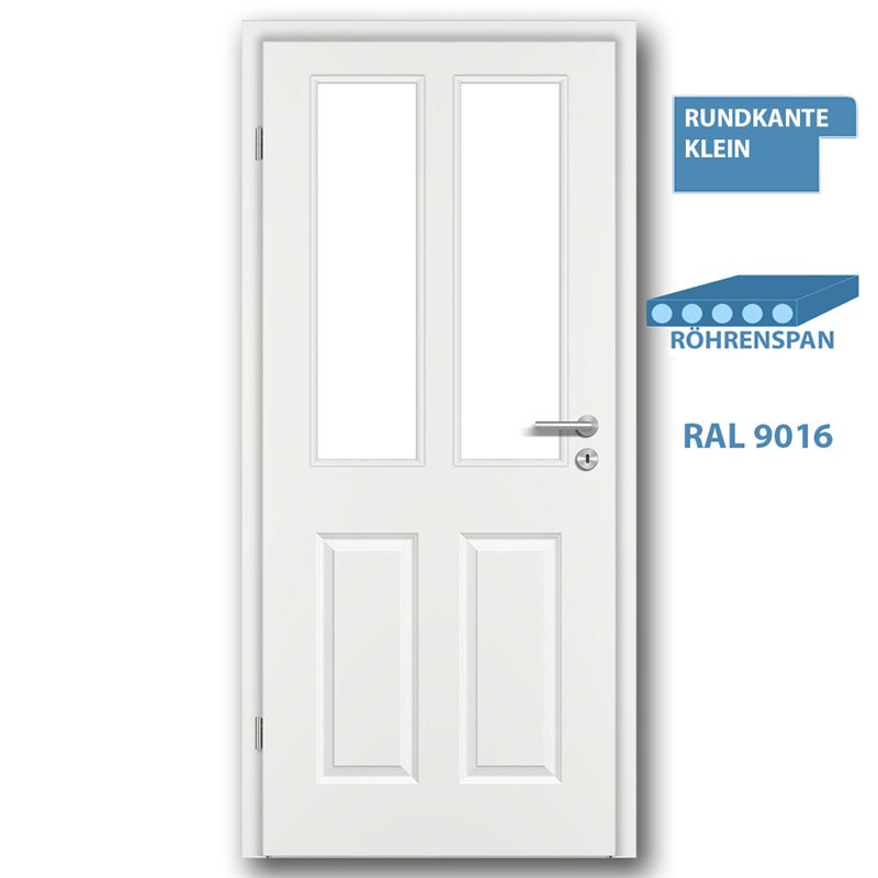 Türblatt STILE KL4/2 Weisslack RAL 9016 - kleine Rundkante