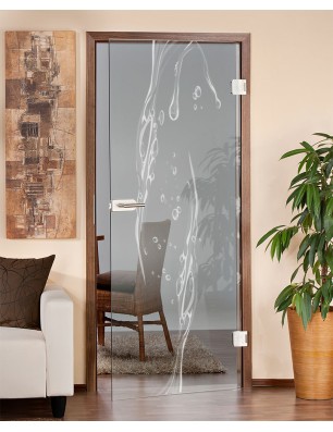 Ganzglastür Wasser 3 Gelasert Auf Klarglas