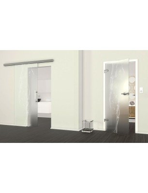 Ganzglastür Wasser 3 Gelasert Auf Klarglas