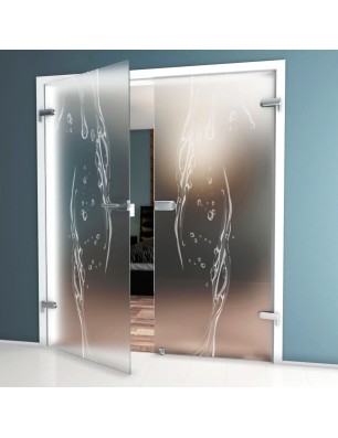 Ganzglastür Wasser 3 Gelasert Auf Klarglas