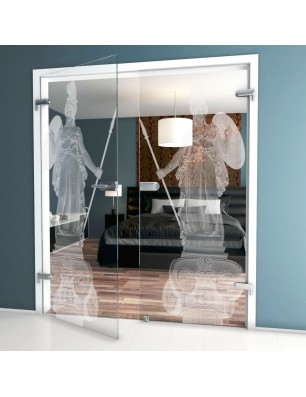 Ganzglastür Athena Gelasert Auf Klarglas