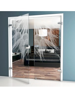 Ganzglastür Pusteblume II Gelasert Auf Klarglas