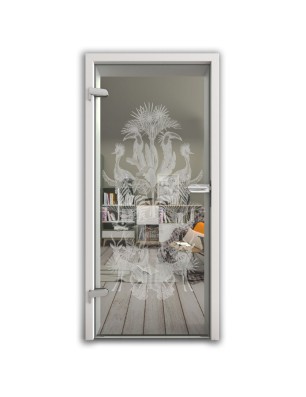 Ganzglastür Safari Gelasert Auf Klarglas