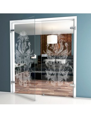 Ganzglastür Safari Gelasert Auf Klarglas