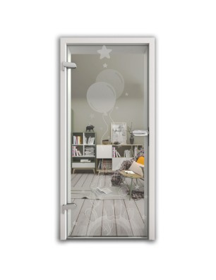 Ganzglastür Kid Pferd Gelasert Auf Klarglas