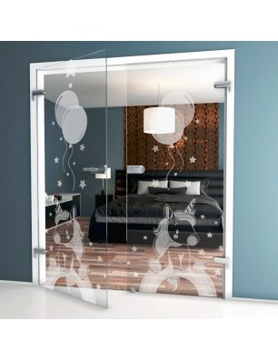 Ganzglastür Kid Pferd Gelasert Auf Klarglas