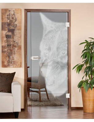 Ganzglastür Wolf Gelasert Auf Klarglas