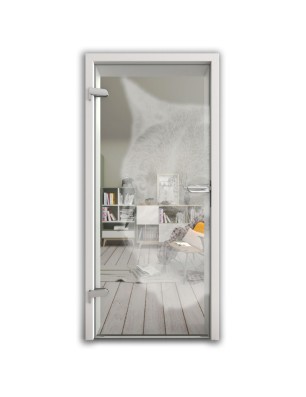 Ganzglastür Wolf Gelasert Auf Klarglas